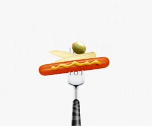 Hotdog on fork